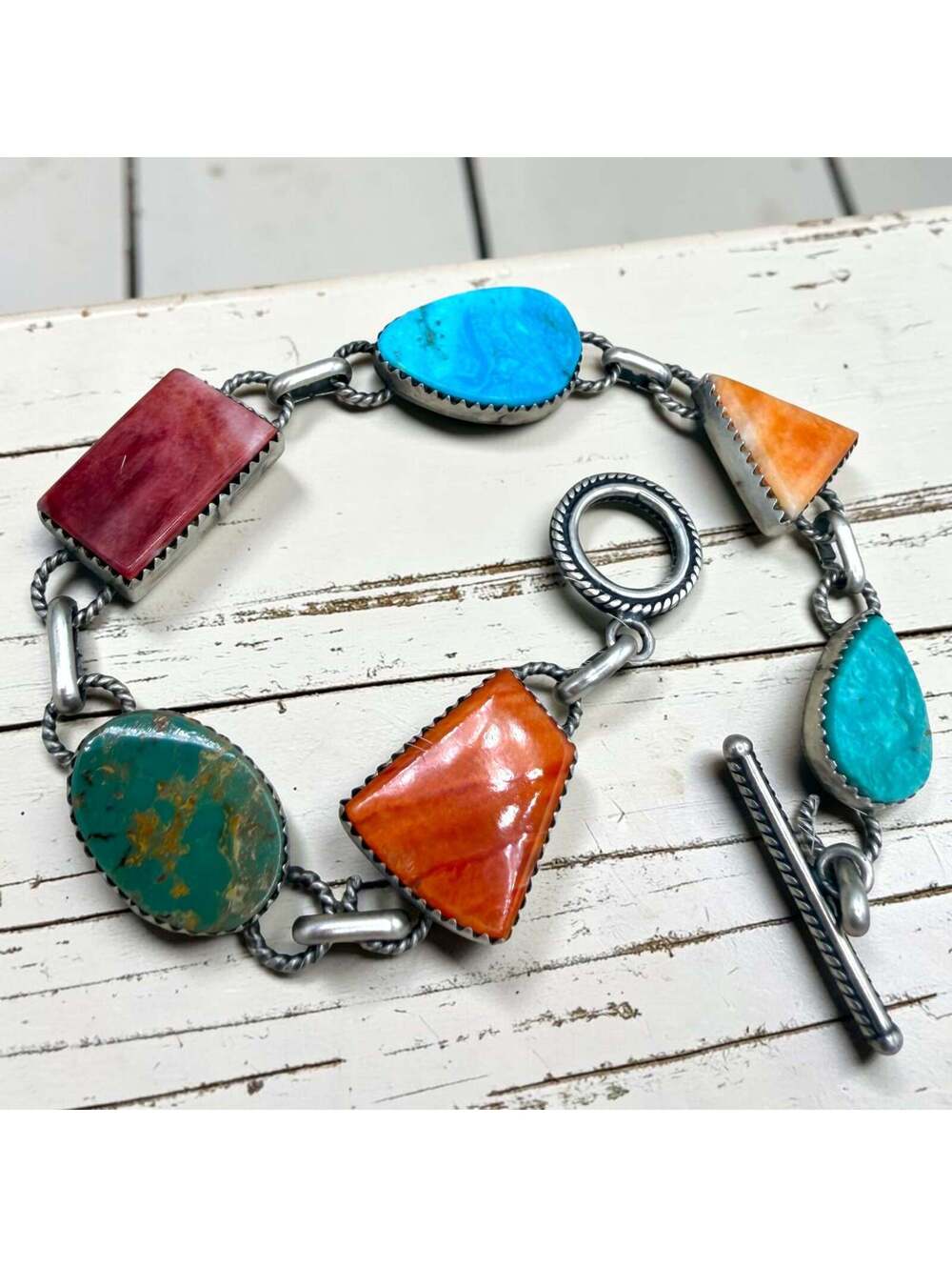 Multi- Spiny & Kingman Bracelet Native American Made